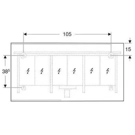 Geberit Option Plus 135x70cm, Alu elox., dir./ind. Beleucht.