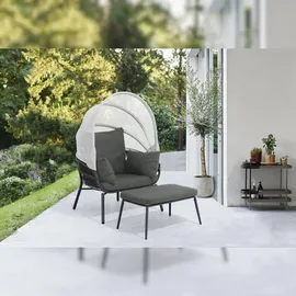 LECO Clara Sessel mit Fußhocker 102 x 92 x 152 cm Grau