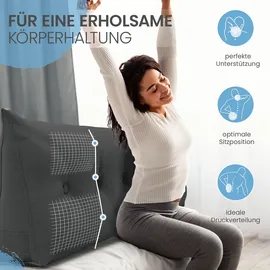 eloneo Rückenkissen – Keilkissen fürs Bett & Sofa, abnehmbarer Bezug, praktisches Seitenfach Handy 1 St Kissen