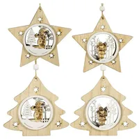 Hti-Living Baumschmuck Stern/Baum, 4er Set Holz