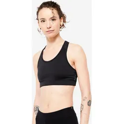 Sport-Bustier Fitness Damen leichter Halt - 100 schwarz, schwarz, S