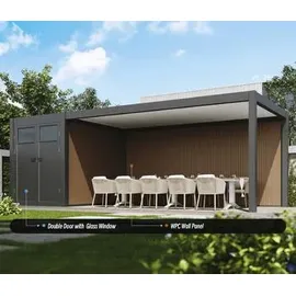 Weide Carport mit Abstellraum Aluminium Pergola 3  x7,2 m Anthrazit
