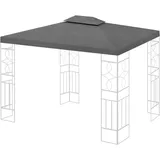 WASSERDICHT Ersatzdach 3x4m Dach 340g für Pavillon Kaminabzug Pavillondach PVC (anthrazit)