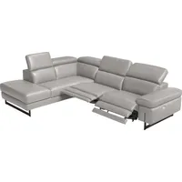 Egoitaliano Ecksofa "Candice, elegant, edel und bequem, erstklassiger Sitzkomfort, L-Form", grau (stone), B:278cm H:100cm T:221cm, Leder »BULL« (echtes Rindsleder). Geschliffenes, pigmentiertes und behandeltes Rindsleder mit einer Dicke von 1, 3-1, 5 mm.