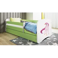 Sellbee Kinderbett Jugendbett 80x160 cm Grün mit Matratze Rausfallschutz