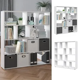 Vicco Raumteiler Pilar Bücherregal Standregal Büroregal 12 Fächer Weiß, 131.6 x 143 cm