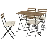 IKEA TÄRNÖ Tisch+4 Stühle/außen schwarz/hellbraun lasiert faltbar/faltbar Kuddarna helles Graubeige