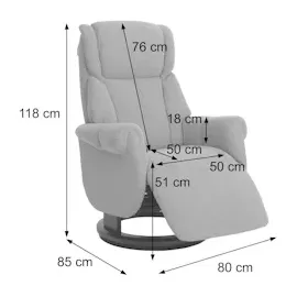 MCA Furniture MCA Relaxsessel + Aufstehhilfe HWC-N58, Fernsehsessel Sessel Fußstütze Bouclé Stoff Holz grau, Holz Natur