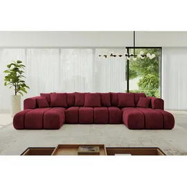 altdecor Wohnlandschaft, CLOUD-U-v1 405x185x90 bordeaux Velours