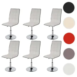 Mendler Esszimmerstuhl HWC-C41 Kunstleder weiß 6er Set