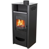 ABC-Design EEK A Kaminofen Quadro Inox Holzofen 9,5 kW mit Mehrfachbelegung Kamin Ofen Holz Holzofen Werkstattofen Heizofen - Schwarz/Silber