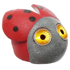 MARELIDA Solarleuchte Dekofigur H: 7cm D: 9cm 2 warmweiße LED rot/grau
