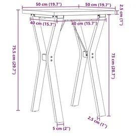 vidaXL Y-Gestell 50 x 75,5 x 50 cm braun