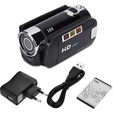 Full HD 16X DV Tragbarer Camcorder Digitale Videokamera 270 ° Drehbarer Bildschirm Digitale Unterstützung mit Zoom-Nachtaufnahme(Schwarz)