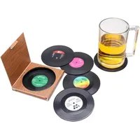 Luxuskollektion 6er Set Retro Vinyl Schallplatten Untersetzer Tassen Matte