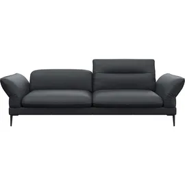 flexlux Couch Leder 3-Sitzer Schwarz