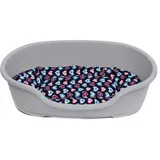 adena Hundekorb 81 x 54 cm warmgrau + Kissen Herzen blau