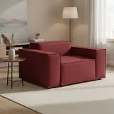 Lounge-sessel Dbrogn, Lounge-sessel, 100% Made In Italy, Relaxsessel Aus Gepolstertem Stoff, Cm 160x95h70, Rot - Dmora