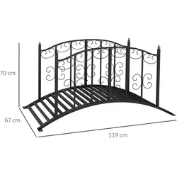 Outsunny - Gartenbrücke - 119Lx67Wx70Hcm - Schwarz