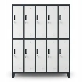 Jan Nowak Schließfachschrank Metall 136 x 45 x 172 cm Anthrazit/Weiß