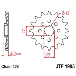 JT SPROCKETS Standard-Stahlkettenrad 1905 - 428