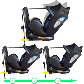 XOMAX XZ-16 Kindersitz drehbar 360° mit ISOFIX und Liegefunktion I mitwachsend I 0-36 kg, 0-12 Jahre, Gruppe 0/1/2/3 I 5-Punkt-Gurt und 3-Punkt-Gurt I Bezug abnehmbar, waschbar I ECE i-Size 129R