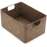 IGNPION Aufbewahrungskorb aus Seegras, für Wohnzimmer, Schreibtisch, dekorative Box, gewebter Weidenkorb, Handtuchkorb, rechteckig, Badezimmer-Aufbewahrungsbox, Regale und Schreibtische