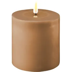 Deluxe Homeart LED Stumpenkerze Real Flame karamell, Ø10 x H10cm, karamell