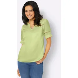 Satinbluse INSPIRATIONEN, Damen, Gr. 36, grün (pistazie), 100% Polyester, unifarben, Rundhals, Kurzarm, Blusen