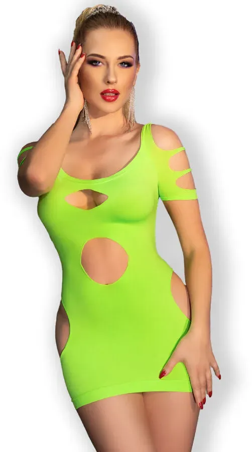 CHILIROSE  CR 4671 Kleid S/M - Neon-Grün