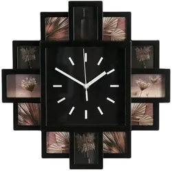 tawo Fotogalerie mit Wanduhr schwarz