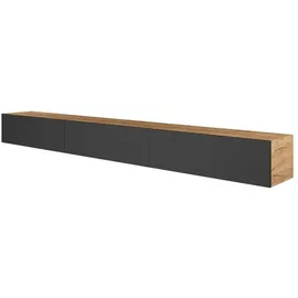 Planetmöbel TV-Board WEST (TV Lowboard, Fernsehschrank hängend oder stehend), Fernsehtisch 3x 100cm breit goldfarben 100 cm x 30 cm x 37.8 cm