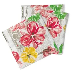 Sovie HOME Serviette Hello Spring in gelb-rot aus Tissue 33 x 33 cm, 20 Stück - Frühling Blumen modern Schmetterling