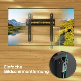 ONKRON Wandhalterung Fernseher für 32-65 max 50 kg Ultra Slim TV Wandhalterung Flach 75x75-400x400 VESA Universal Fernsehhalterung Wand/Fernseher Aufhängung Schwarz FM2-B