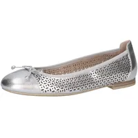 CAPRICE Damen Ballerinas Leder mit Lochmuster, Silber (Silver Metal.),
