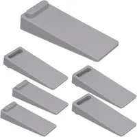 Relaxdays Türstopper Keil, 6er Set, rutschfest, höhenverstellbar, Türpuffer Boden, PVC, HBT: 2x4x9,5 cm, Türkeile, grau