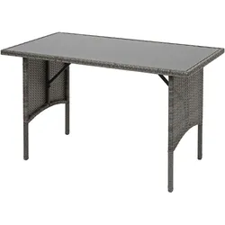 Mendler Poly-Rattan Esstisch HWC-G16, Esszimmertisch Gartentisch Tisch, Gastronomie 112x60cm ~ grau