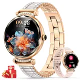 Smartwatch Damen mit Telefonfunktion - Fitnessuhr Damen mit Kalorien,Pulsuhr,AMOLED Touchscreen schrittzähler uhr damen mit Blutsauerstoff,Schlafmonitor,100+ Sportmodi Sportuhr für Android iOS