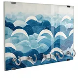 DEQORI Schlüsselbrett 'Rhythmus der Wellen', (1 St), Schlüsselhalter Schlüssel Haken Schlüsselboard modern Schlüsselleiste blau