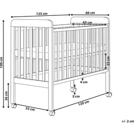 Beliani Babybett Bodmin 60 x 120 cm mit Rädern Hellbraun