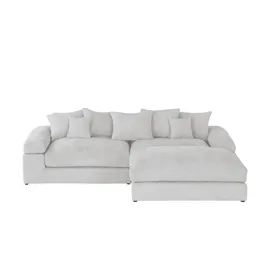 Smart Eckcouch Stoff 2-Sitzer Grau