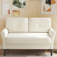 Domusensus Kleines Sofa 2 Sitzer, 123CM kleine Couch 2 Sitzer, Sofa klein mit 53CM extra tiefen Sitzen, MiniSofa Wohnzimmer, Werkzeugfreie Montage Sofas & Couches, Bequemer Samt Mini Couch, Beige
