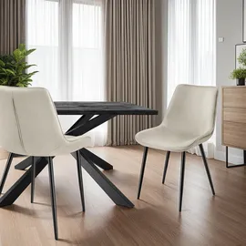 Tectake tectake® Set Stuhl, gepolstert, in Samtoptik, schwarze Stahlbeine, 48 x 59 x 82,5 cm