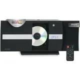 Edle Design Vertikal HiFi Stereoanlage in Schwarz mit CD-Fach, Radio & USB-Slot