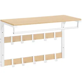 VASAGLE Wandgarderobe 65 x 42 x 30 cm Weiß/Eiche