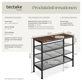 Tectake Wolverhampton 75,5 x 69,5 x 30,5 cm braun / braun