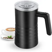 in 1 elektrischer Milchaufschäumer, 500 W Milchaufschäumer, 350 ml schwarzer Milchaufschäumer, Edelstahl, automatischer Milchaufschäumer für heiße
