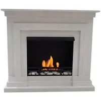 Kaminbau Mierzwa Echtfeuer-Dekokamin Berlin (Deluxe, Brenngel & Bio-Ethanol Kamin inkl. regulierbarer Brenner & Zubehör), Farbwahl, Gelkamin, Ethanolkamin, Kaminofen, Bodenkamin weiß