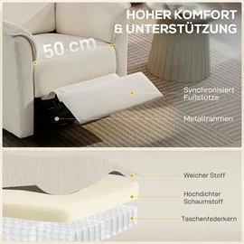 Homcom Relaxsessel Chenille 78 x 105 x 91 cm Cremeweiß elektrisch mit Liegefunktion