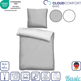cloudcomfort Basic Wendebettwäsche hellgrau/weiß 135 x 200 cm + 80 x 80 cm